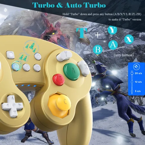 Vista 3 de EXLENE Gamecube Controller Switch, Wireless Switch Pro Controller for Nintendo SwitchLitePCAndroidiOSSteam, Support Wake Up, Motion, Adjustable