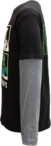 Vista 3 de Minecraft Camiseta de manga larga con diseño de enredadera y personajes para niños, camiseta de manga larga