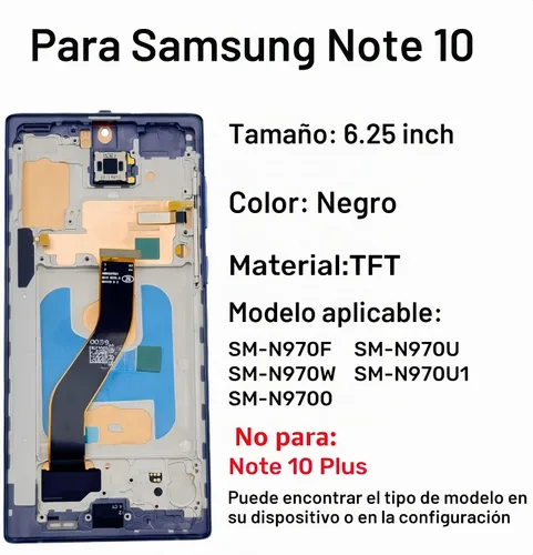 Vista 2 de Reemplazo de pantalla TFT para Samsung Galaxy Note10 con marco
