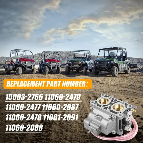 Vista 4 de RANSOTO Carburador 15003-2766 compatible con Kawasaki Mule 2001-2008 3000 3010 3020 con kit de reparación que reemplaza 11060-2477 11060-2478