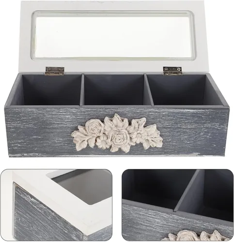 Vista 8 de Xmas Wooden 3 Compartment Jewelry Box Organizer with Lid