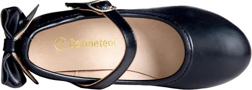Vista 2 de Zapatos de vestir para niñas, zapatos de princesa de tacón bajo, zapatos planos Mary Jane para fiestas de bodas y niños pequeños