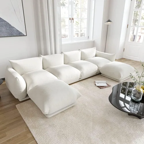 Vista 8 de JACH Mid-Century - Sofá modular moderno de felpilla para sala de estar, sofás minimalistas profundos de 3 asientos con cojín grueso, muebles cómodos