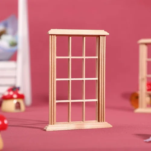 Vista 8 de Healeved Marcos de ventana de casa de muñecas, 2 unidades, marco de ventana en miniatura, modelo a escala 1/12, mini muebles para casa de muñecas