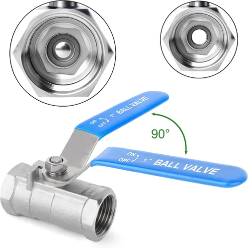 Vista 2 de TAISHER Kit de válvula de bola FNPT de 1 pulgada, acero inoxidable 304 con asas azules y pezón