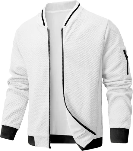 Vista 15 de Chaqueta casual para hombre, ajuste holgado, chaqueta ligera varsity bomber con cremallera