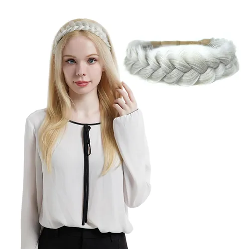 Vista 15 de Diadema Trenzada de 2 Hebras Despeinada Clásica Gruesa Trenzas Anchas Elástica Extensible de Calidad Sintética Diadema Trenzada para Mujeres Niñas
