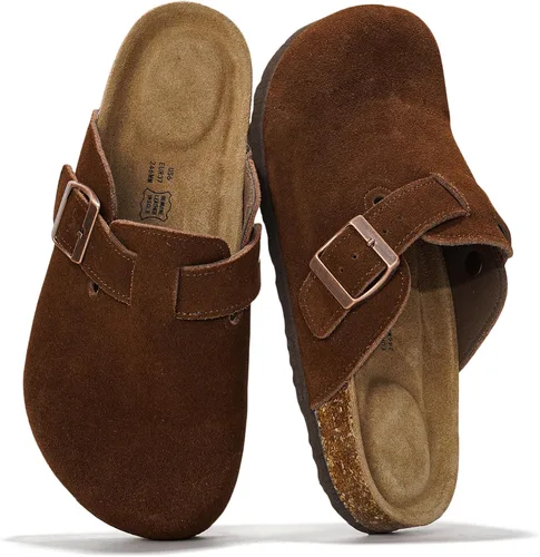 Vista 8 de Project Cloud Benton - Zuecos con plantilla de cuero genuino para mujer, pantuflas de espuma viscoelástica con soporte de arco, sandalias de moda