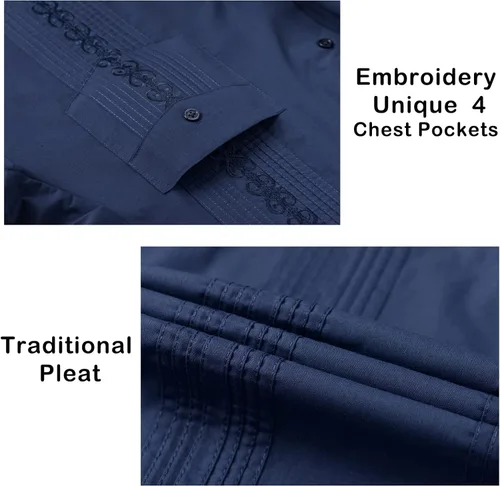 Vista 2 de Guayabera - Camisas de playa cubana con botones para hombre
