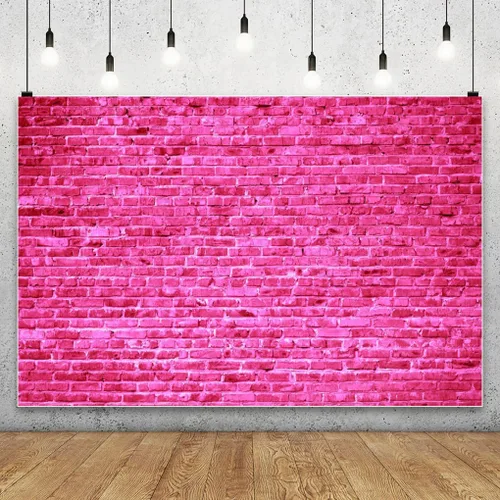 Vista 3 de AOFOTO Fondo de pared de ladrillo rosa de 6 x 4 pies, fondo de ladrillo de piedra rosa intenso para niña, princesa, niños, baby shower, fiesta