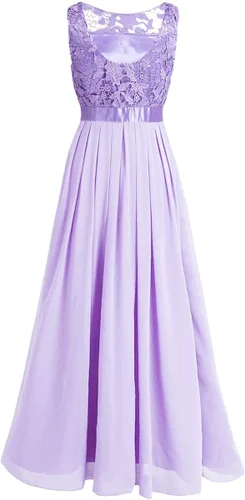 Vista 6 de YOOJIA - Vestido de gasa para mujer con encaje floral