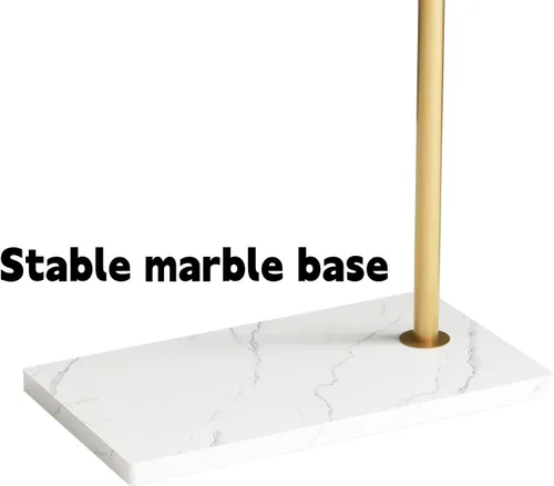 Vista 4 de Percheros de metal dorado, perchero de pie con base pesada, moderno árbol de abrigo con barra transversal y 3 ganchos, percheros de entrada