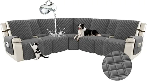 Vista 23 de Arfntevss Fundas para sofá seccional reclinable para sofá seccional en forma de L, funda antideslizante lavable para sofá reclinable con forma de L