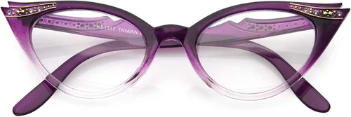 Vista 9 de zeroUV Gafas de ojo de gato con cristales transparentes con diamantes de imitación retro para mujer, 2.008 in