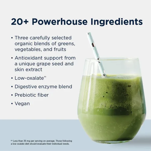 Vista 2 de Designs for Health EssentiaGreens and Reds (sin sabor, 30 porciones), superalimento vegano en polvo con espirulina, col rizada, manzana y más