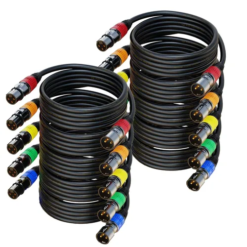 Vista 13 de 25 pies de cable de micrófono XLR 2Pack - 3 pines macho a hembra bañados en oro, compatible con micrófonos, sistemas de altavoces, iluminación