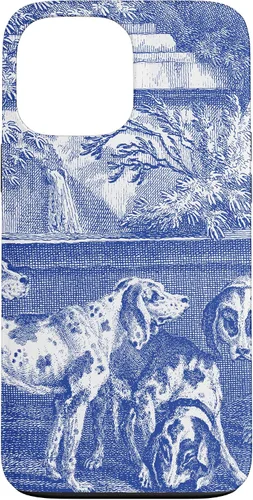 Vista 24 de Vintage Blue French Toile Hound Dogs Case for iPhone 16