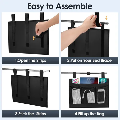 Vista 5 de Organizador de almacenamiento para mesita de noche, bolsillo colgante para litera/camas de hospital, organizador de dormitorio universitario