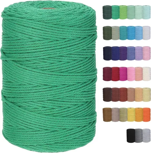 Vista 39 de Cuerda de macramé de algodón de 2 mm, 220 yardas, suministros naturales de macramé de color, cuerda de algodón suave para artesanía, para colgar