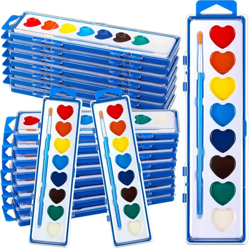 Vista 9 de Yeaqee Juego de 12 pinturas de acuarela de 8 colores lavables con pincel, recuerdos de fiesta, arte acuarela para adultos, regalos de fiesta del día