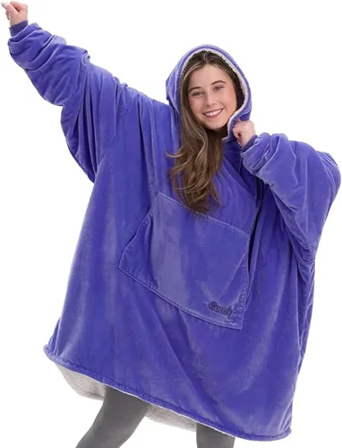Vista 27 de THE COMFY Original - Manta de forro polar de microfibra con forro sherpa, diseño de gran tamaño con capucha y bolsillo de Shark Tank