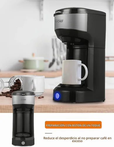 Vista 4 de Commercial CHEF Cafetera de una sola porción, tanque de agua de 13 onzas Negro /Gris