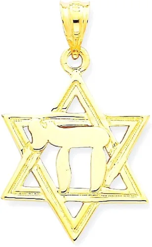 Vista 8 de Collar con dije de estrella de David de oro amarillo de 14 quilates con dije de estrella de David, joyería fina religiosa de Judaica para mujeres