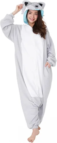 Vista 2 de Disfraz de Kigurumi de Lobo de Plata