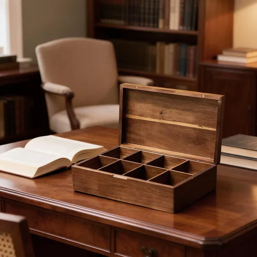 Vista 6 de Organizador de bolsas de té de madera de acacia con compartimentos