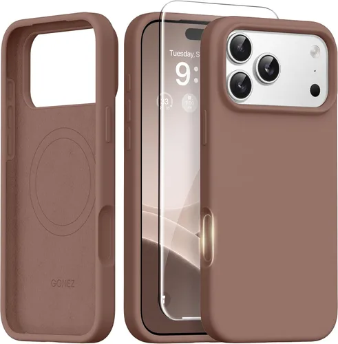 Vista 96 de GONEZ Funda magnética para iPhone 14, compatible con Magsafe, con protector de pantalla + protector de cámara, forro de microfibra antiarañazos