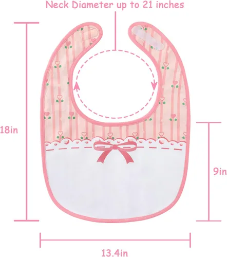 Vista 5 de Littleforbig Babero de algodón impermeable estampado floral rosa para adultos con cierre de ajustable