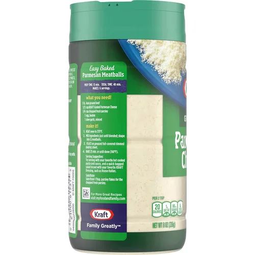 Vista 5 de Kraft Coctelera de queso parmesano 100% rallado (botella de 8 oz)