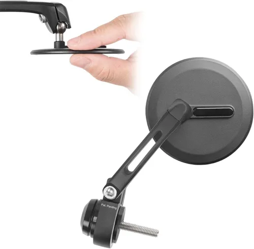 Vista 10 de KiWAV Espejos de extremo de barra de motocicleta Ojo Negro compatible con manillar roscado M6