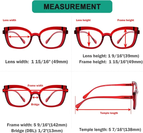 Vista 2 de Eyekepper Paquete de 5 lentes de lectura con diseño de ojo de gato para mujer + 0.5