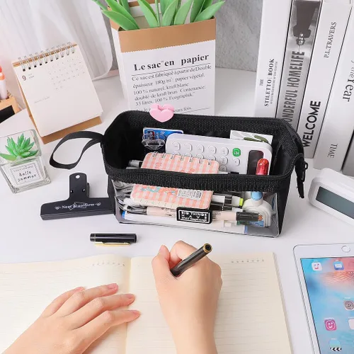 Vista 5 de iSuperb Estuche para lápices de gran capacidad, estuche organizador simple para adultos (negro)