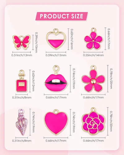 Vista 2 de YETOOME 30 dijes esmaltados chapados en oro surtidos, colgantes, colgantes para collares, pulseras, joyería y manualidades, Acero aleado, No es una