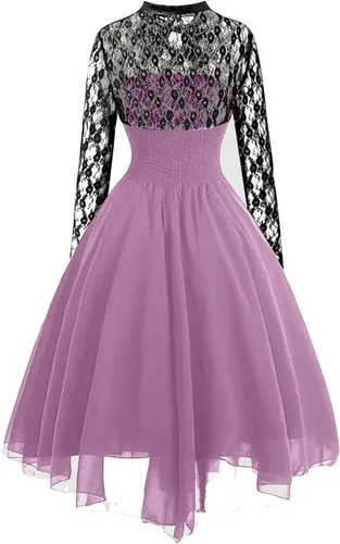 Vista 2 de Ropa gótica para mujer, vestido gótico de manga larga con corsé, sexy encaje punk, hippie