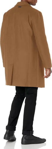 Vista 2 de DKNY Abrigo con cuello de muesca de mezcla de lana para hombre