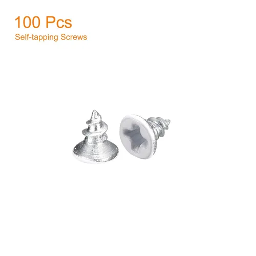 Vista 3 de uxcell Tornillos blancos ST2x4mm Tornillos autorroscantes, 100 tornillos Phillips de cabeza plana para madera para carpintería
