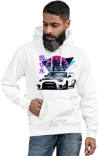 Vista 3 de Vaporwave Aesthetic GTR R35 Skyline JDM Tuning Drift Racing - Sudadera con capucha unisex