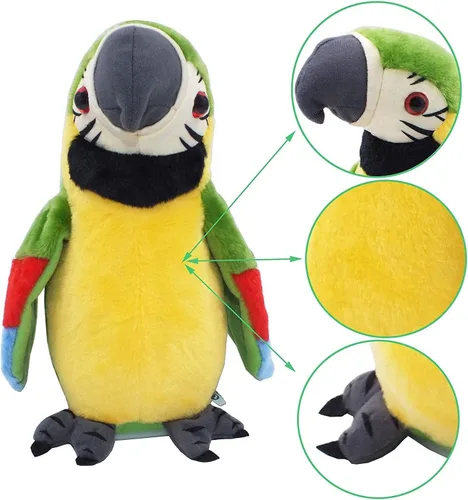 Vista 2 de Loro parlante, repite lo que dices, juguete electrónico de peluche para niños y niñas