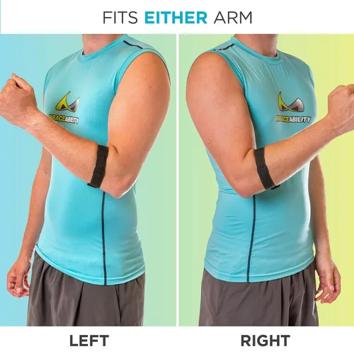 Vista 6 de BraceAbility Soporte para la epicóndilitis Correa de codo para dolor de epicóndilo medial/lateral y tendinitis banda de compresión de brazo