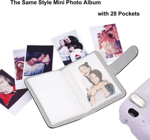 Vista 6 de Funda para cámara instantánea compatible con Fujifilm Instax Mini 12 11/9/8/8+ bolsa de piel sintética con bolsillo y correa ajustable para el Negro
