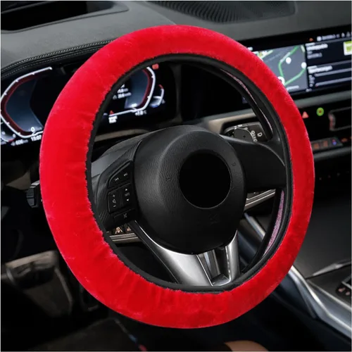Vista 8 de Funda Esponjosa para Volante de Automóvil, Protector Universal Peludo para Volante de Auto de 15'', para Invierno Cálido, Funda Elástica