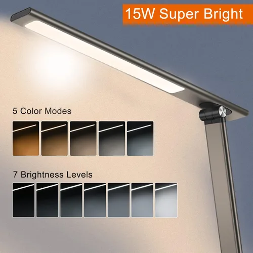 Vista 3 de AFROG - Lámpara de escritorio LED multifuncional de 5ª generación con cargador inalámbrico de carga rápida de 10 W, puerto de carga USB, 1800 lux