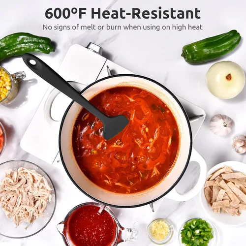 Vista 5 de U-Taste Juego de espátula de cuchara de silicona y espátula grande, raspador de goma flexible de alta resistencia al calor de 600 ºF, juego de 4