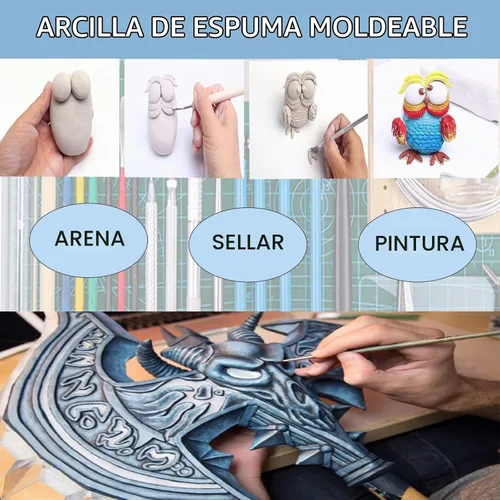 Vista 6 de Espuma Arcilla Cosplay Moldeable Aire Seco Espuma Arcilla Artesanal 17.64 Blanco