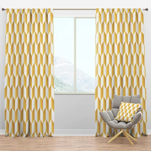 Vista 14 de DesignQ Cortinas con patrón hexagonal retro IX para dormitorio, cortinas para sala de estar, cortinas con aislamiento térmico, panel individual, 52