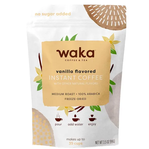 Vista 22 de Waka - Café instantáneo de calidad, tostado medio descafeinado, granos arábica y liofilizados. Bolsa de 35 porciones para café instantáneo caliente