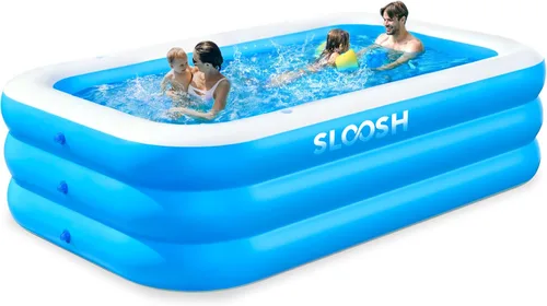 Vista 9 de SLOOSH Alberca inflable para adultos con asientos, de 120 pulgadas x 72 pulgadas x 22 pulgadas, piscina familiar resistente y gruesa por encima